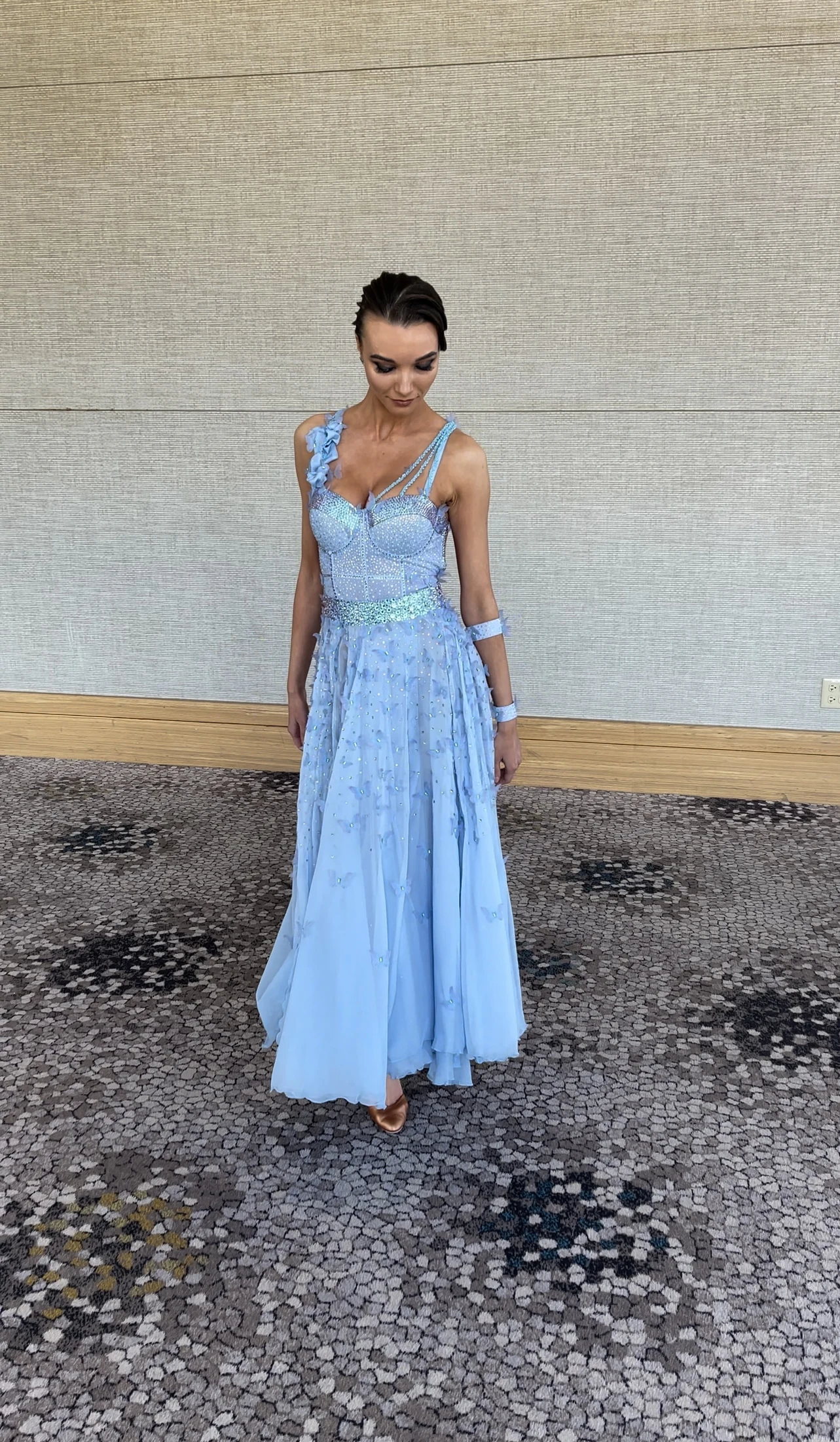 Blue Mirage completed ballroom gown