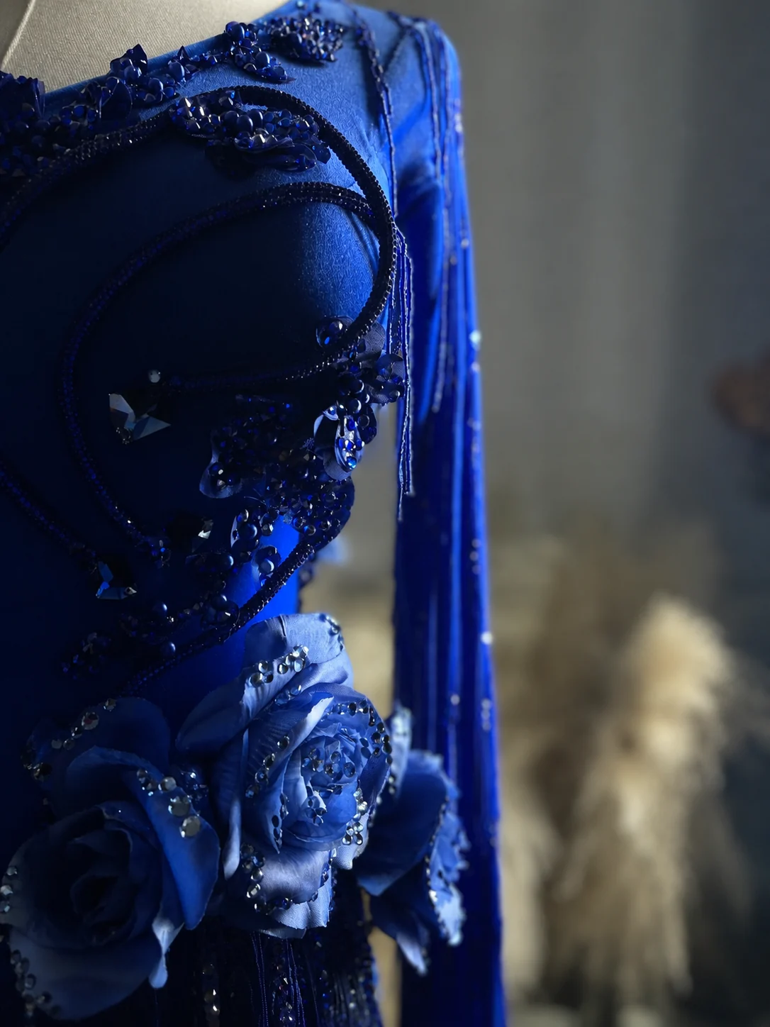 Sapphire blue Gravity gown detail