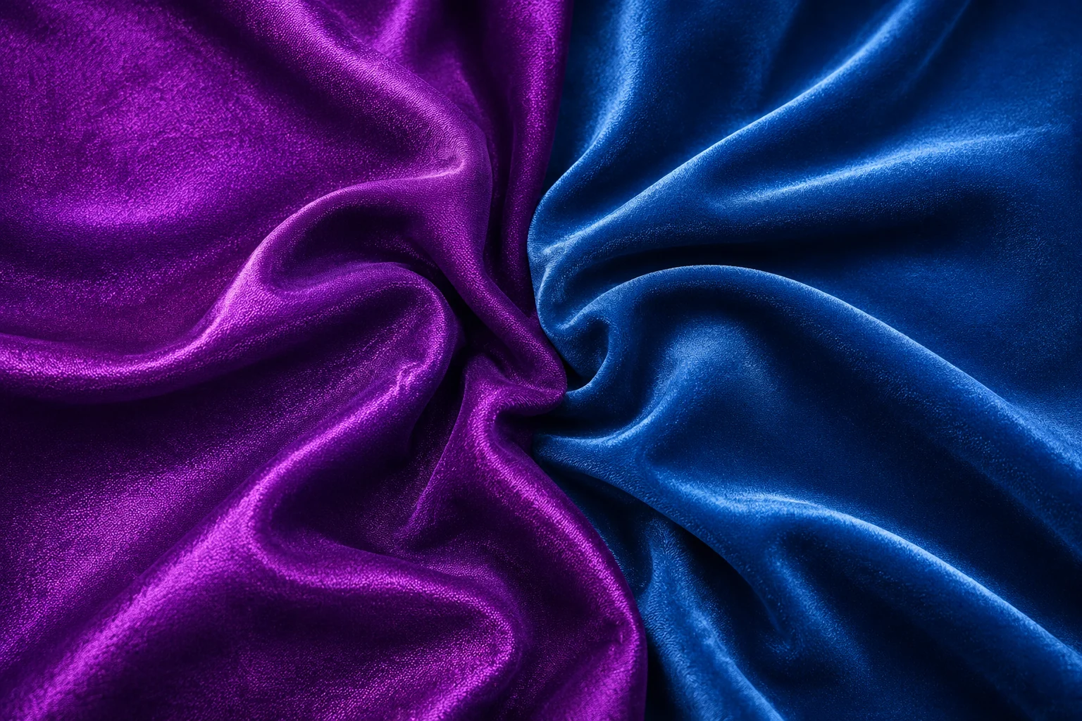 Violet and sapphire fabrics meeting in motion