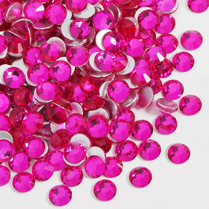 Mixed pink crystal sizes prepared for the gown