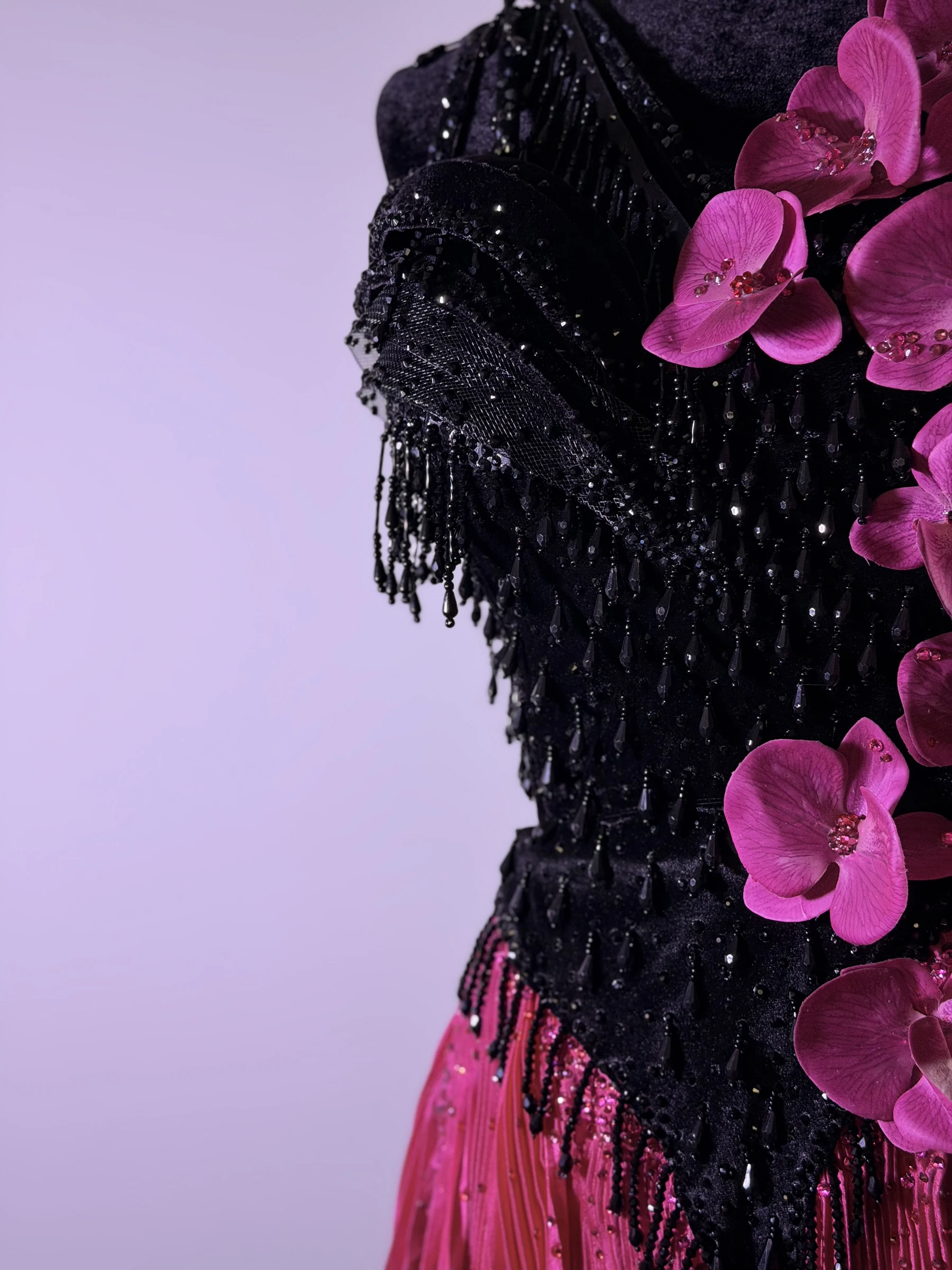Magnetic Confidence black crystal and fuchsia orchid detail