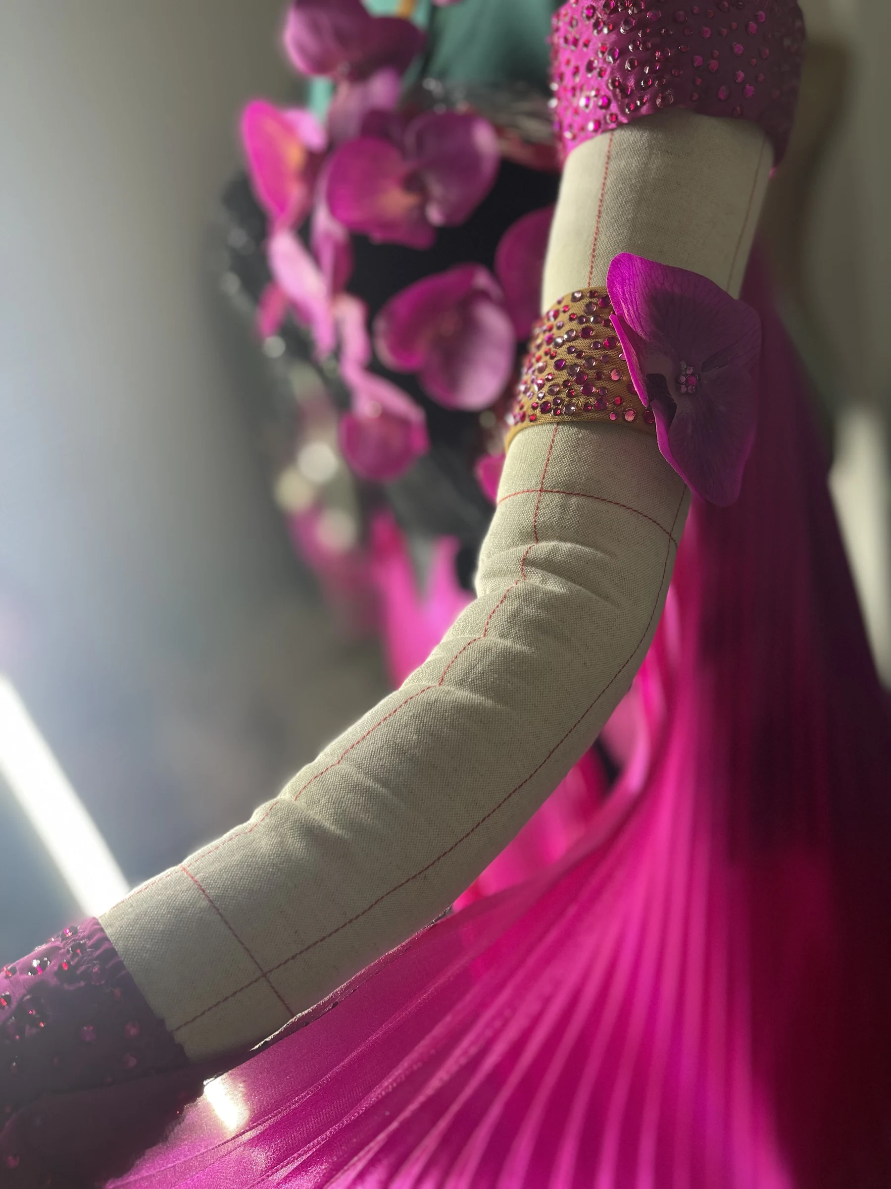 Fuchsia satin chiffon floats