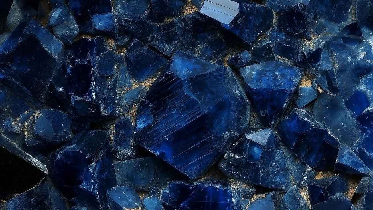 Blue sapphire gemstones catching the light