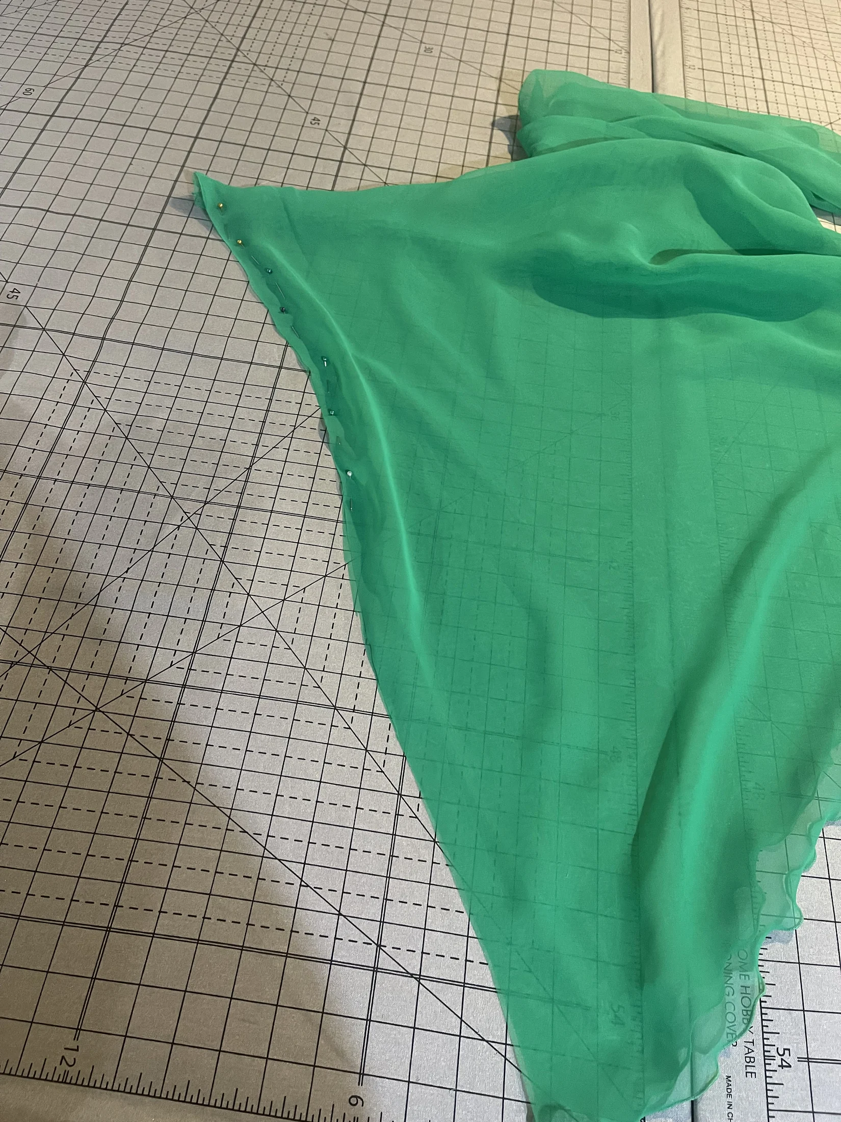 Bright green georgette fabric